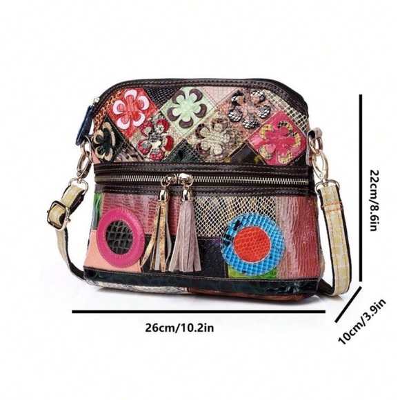 Bright Genuine Leather Small Crossbody Bag With Random Colorful Unique Color - Picture 2 of 8